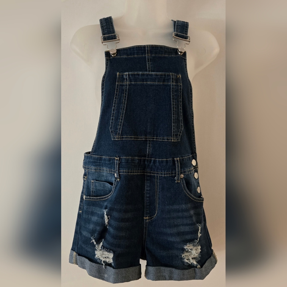 Dollhouse Shortalls Sz 9/10 Jr's 2 1/2" Inseam Comfort Stretch Cuffed Euc